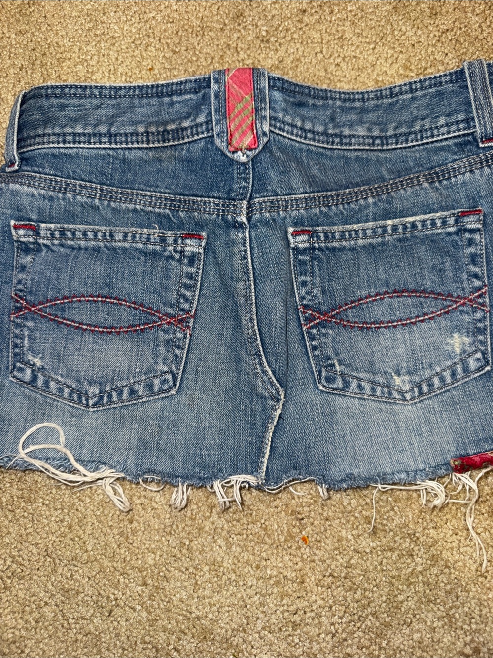 Vintage Y2K Abercrombie Fitch Denim Micro Mini Skirt Floral Sz 2 - Picture 5 of 6